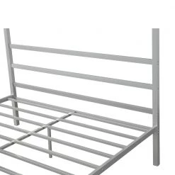 Classic Design Sliver Queen Size Metal Framed Canopy Platform Bed with Built-in Headboard by ATHMILE -ATHMILE Sales Store sliver athmile canopy beds gz mf193126aan 76 1000