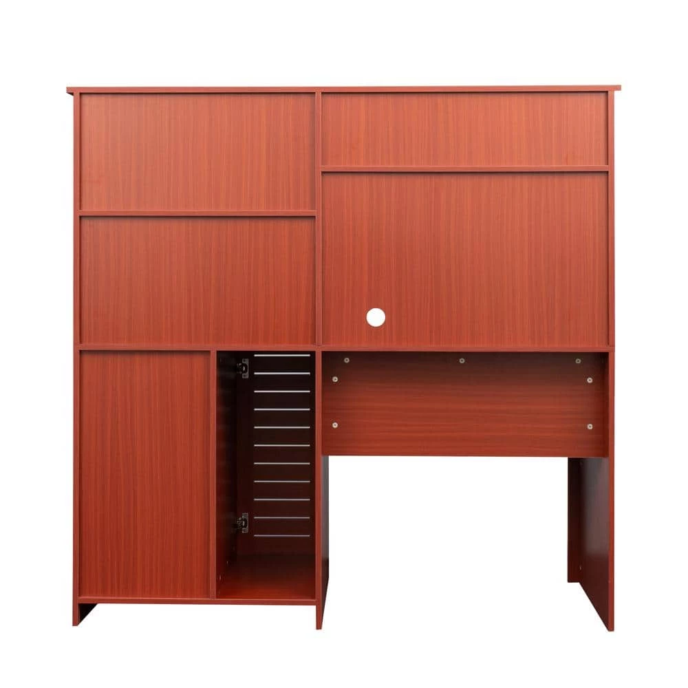 59.06 in. Teak Home Office Computer Desk with Hutch by ATHMILE 7 59.06 in. Teak Home Office Computer Desk with Hutch by ATHMILE - Image 7