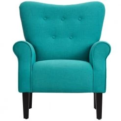 Teal Linen Accent Chair by ATHMILE