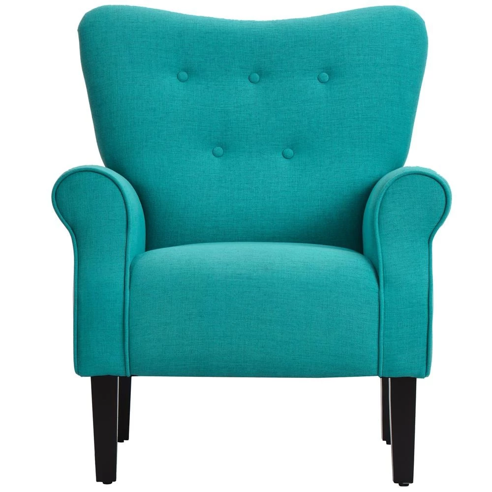 Teal Linen Accent Chair by ATHMILE 1 Teal Linen Accent Chair by ATHMILE