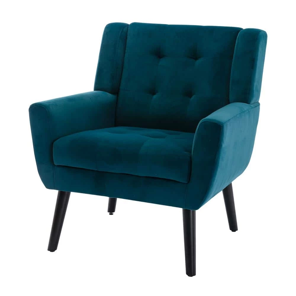 Teal Velvet Upholstered Accent Arm Chair (Set of 1) by ATHMILE 1 Teal Velvet Upholstered Accent Arm Chair (Set of 1) by ATHMILE