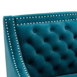 Teal Accent Armchair Living Room Chair with Nailheads and Solid Wood Legs (Set of 1) by ATHMILE 14 Teal Accent Armchair Living Room Chair with Nailheads and Solid Wood Legs (Set of 1) by ATHMILE -ATHMILE Sales Store teal athmile accent chairs gz w39536946 1f 1000