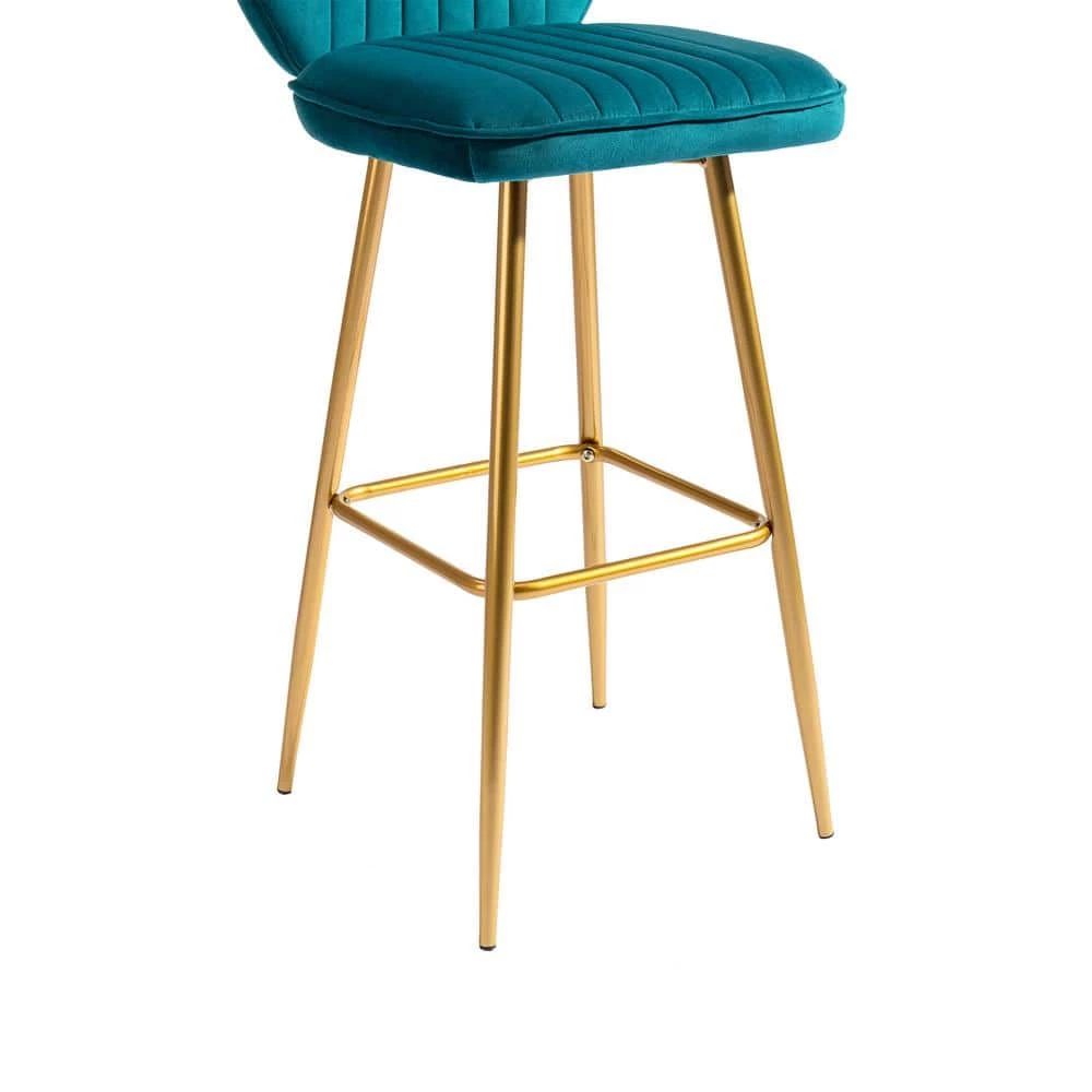 40 in. Teal Velvet Bar Stool (Set of 1) by ATHMILE 5 40 in. Teal Velvet Bar Stool (Set of 1) by ATHMILE - Image 5