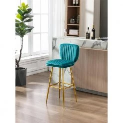40 in. Teal Velvet Bar Stool (Set of 1) by ATHMILE 13 40 in. Teal Velvet Bar Stool (Set of 1) by ATHMILE -ATHMILE Sales Store teal athmile bar stools ddw39540274 31 1000