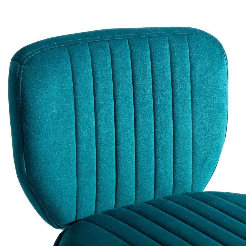 40 in. Teal Velvet Bar Stool (Set of 1) by ATHMILE 4 40 in. Teal Velvet Bar Stool (Set of 1) by ATHMILE - Image 4