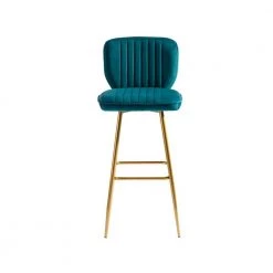 40 in. Teal Velvet Bar Stool (Set of 1) by ATHMILE