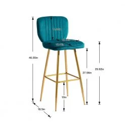 40 in. Teal Velvet Bar Stool (Set of 1) by ATHMILE 9 40 in. Teal Velvet Bar Stool (Set of 1) by ATHMILE -ATHMILE Sales Store teal athmile bar stools ddw39540274 c3 1000