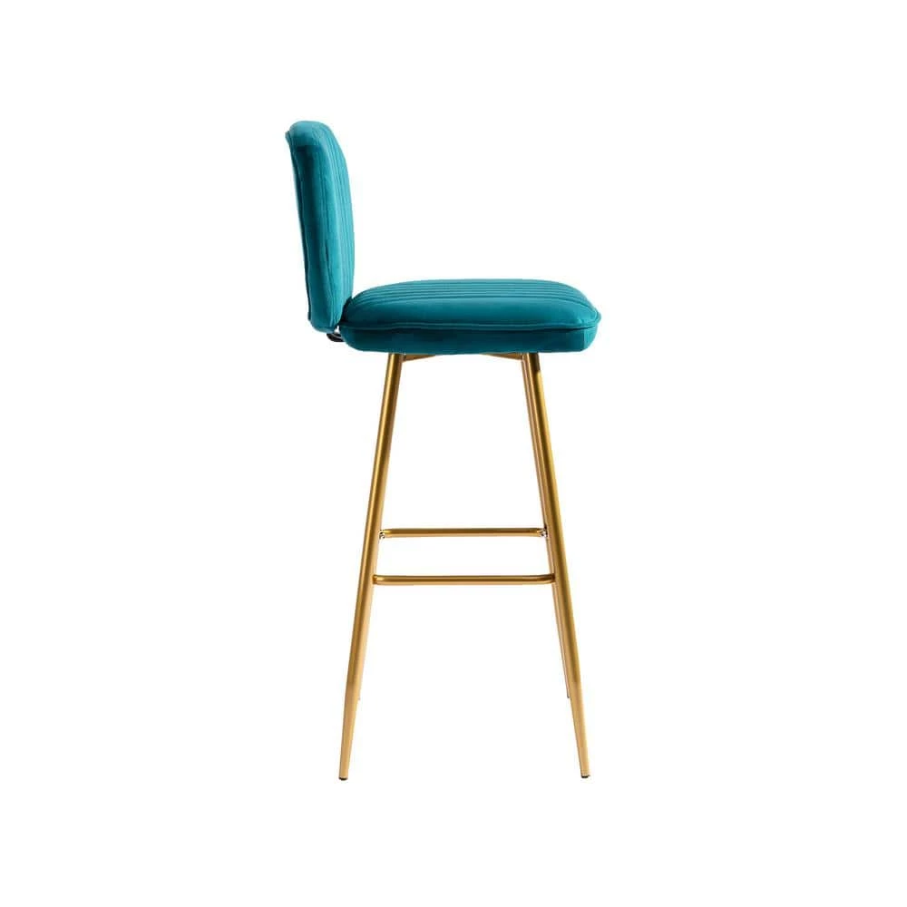 40 in. Teal Velvet Bar Stool (Set of 1) by ATHMILE 2 40 in. Teal Velvet Bar Stool (Set of 1) by ATHMILE - Image 2