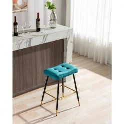 26 in. Teal Velvet Bar Stool (Set of 1) by ATHMILE -ATHMILE Sales Store teal athmile bar stools ddw39541311 31 1000