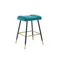 26 in. Teal Velvet Bar Stool (Set of 1) by ATHMILE -ATHMILE Sales Store teal athmile bar stools ddw39541311 4f 1000