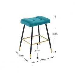 26 in. Teal Velvet Bar Stool (Set of 1) by ATHMILE -ATHMILE Sales Store teal athmile bar stools ddw39541311 c3 1000
