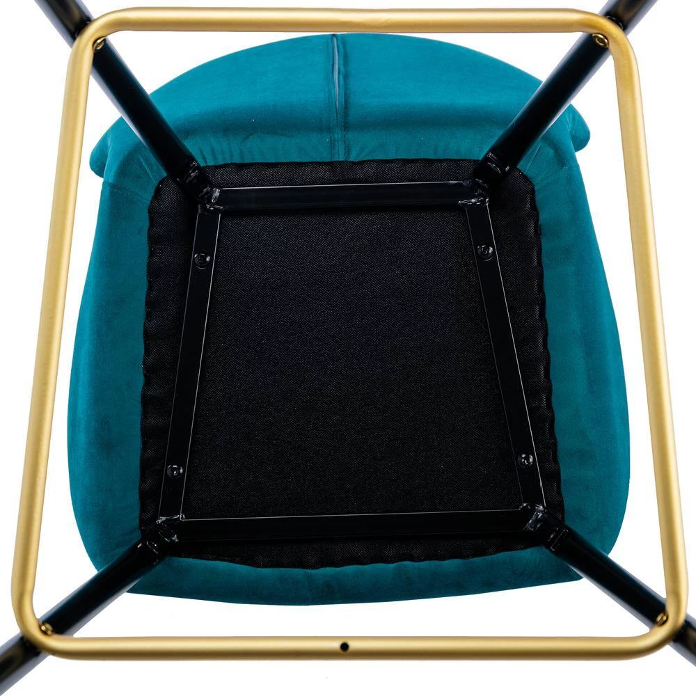 40.94 in. Teal Low Back Metal Frame Bar Stools with Footrest (Set of 2) by ATHMILE 5 40.94 in. Teal Low Back Metal Frame Bar Stools with Footrest (Set of 2) by ATHMILE - Image 5