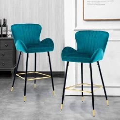 40.94 in. Teal Low Back Metal Frame Bar Stools with Footrest (Set of 2) by ATHMILE 17 40.94 in. Teal Low Back Metal Frame Bar Stools with Footrest (Set of 2) by ATHMILE -ATHMILE Sales Store teal athmile bar stools gz b2w20221704 31 1000