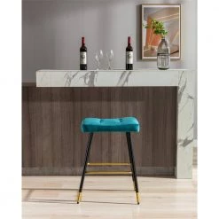 26.34 in. Teal Backless Bar Stools with Velvet Seat (Set of 1) by ATHMILE 17 26.34 in. Teal Backless Bar Stools with Velvet Seat (Set of 1) by ATHMILE -ATHMILE Sales Store teal athmile bar stools gz b2w20221731 31 1000