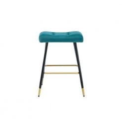 26.34 in. Teal Backless Bar Stools with Velvet Seat (Set of 1) by ATHMILE