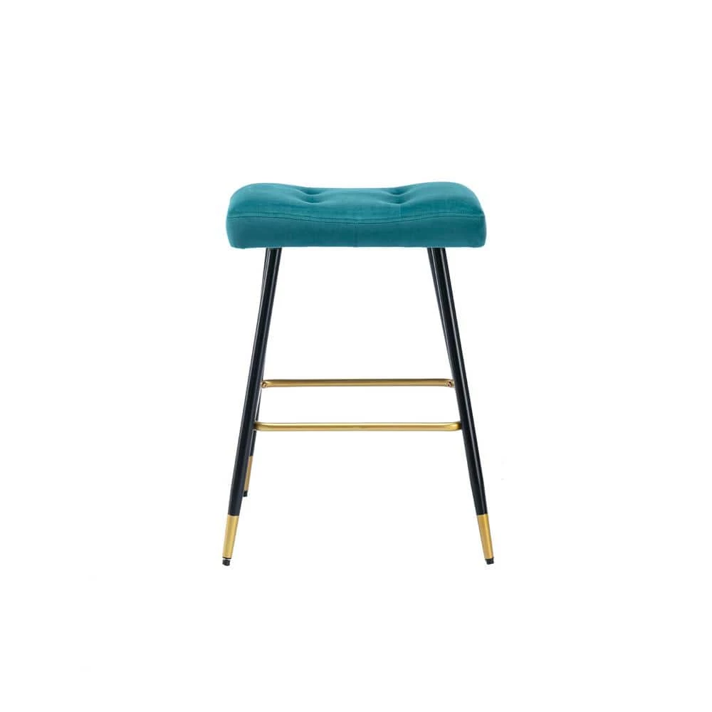 26.34 in. Teal Backless Bar Stools with Velvet Seat (Set of 1) by ATHMILE 1 26.34 in. Teal Backless Bar Stools with Velvet Seat (Set of 1) by ATHMILE