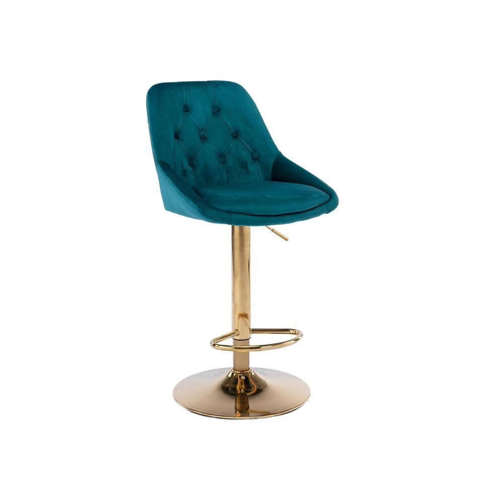 44.09 in. Low Back Teal Metal Frame Adjustable Cushioned Bar Stool with Toweling fabric Seat (Set of 1) by ATHMILE 6 44.09 in. Low Back Teal Metal Frame Adjustable Cushioned Bar Stool with Toweling fabric Seat (Set of 1) by ATHMILE - Image 6
