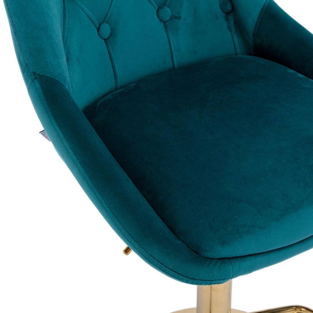 44.09 in. Low Back Teal Metal Frame Adjustable Cushioned Bar Stool with Toweling fabric Seat (Set of 1) by ATHMILE 4 44.09 in. Low Back Teal Metal Frame Adjustable Cushioned Bar Stool with Toweling fabric Seat (Set of 1) by ATHMILE - Image 4