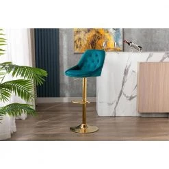44.09 in. Low Back Teal Metal Frame Adjustable Cushioned Bar Stool with Toweling fabric Seat (Set of 1) by ATHMILE 16 44.09 in. Low Back Teal Metal Frame Adjustable Cushioned Bar Stool with Toweling fabric Seat (Set of 1) by ATHMILE -ATHMILE Sales Store teal athmile bar stools gz w39538739 76 1000