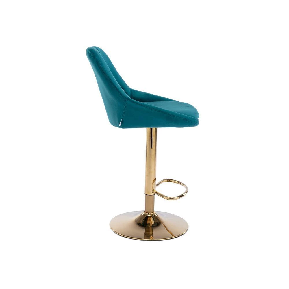44.09 in. Low Back Teal Metal Frame Adjustable Cushioned Bar Stool with Toweling fabric Seat (Set of 1) by ATHMILE 2 44.09 in. Low Back Teal Metal Frame Adjustable Cushioned Bar Stool with Toweling fabric Seat (Set of 1) by ATHMILE - Image 2