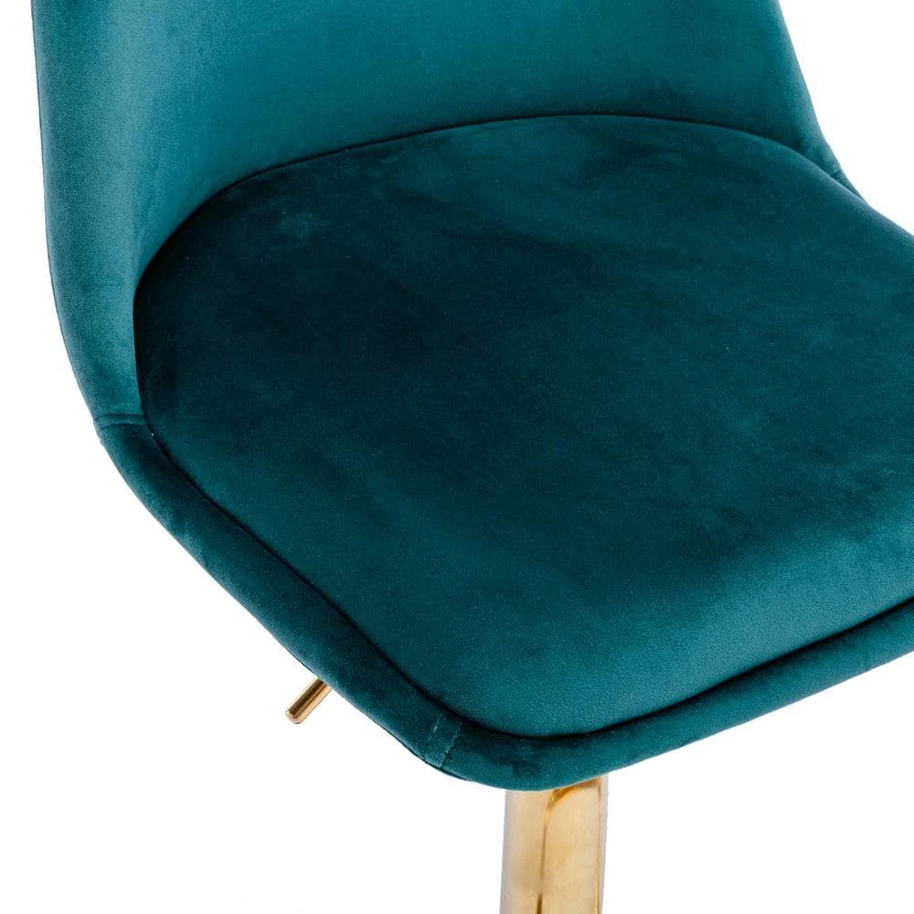 40.94 in. Low Back Teal Metal Frame Adjustable Cushioned Bar Stool with Toweling fabric Seat (Set of 1) by ATHMILE 6 40.94 in. Low Back Teal Metal Frame Adjustable Cushioned Bar Stool with Toweling fabric Seat (Set of 1) by ATHMILE - Image 6