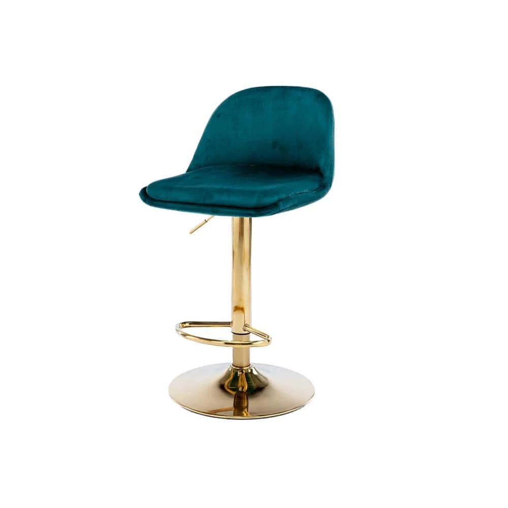 40.94 in. Low Back Teal Metal Frame Adjustable Cushioned Bar Stool with Toweling fabric Seat (Set of 1) by ATHMILE 4 40.94 in. Low Back Teal Metal Frame Adjustable Cushioned Bar Stool with Toweling fabric Seat (Set of 1) by ATHMILE - Image 4