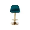 40.94 in. Low Back Teal Metal Frame Adjustable Cushioned Bar Stool with Toweling fabric Seat (Set of 1) by ATHMILE