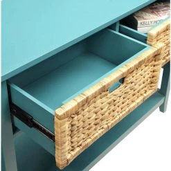 44 in. Blue Standard Rectangle Wood Console Table by ATHMILE -ATHMILE Sales Store teal athmile console tables gz b2w20220789 4f 1000