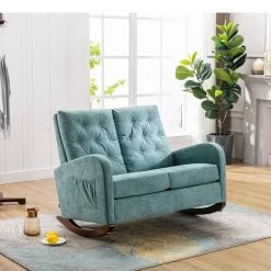 Teal Polyester Fabric Rocking Sofa Chair (Set of 1) by ATHMILE -ATHMILE Sales Store teal athmile rockers gliders ottomans gz b2w20221536 31 1000