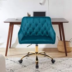 Teal Velvet Upholstered Swivel Task Chair with Sloped Arm by ATHMILE 13 Teal Velvet Upholstered Swivel Task Chair with Sloped Arm by ATHMILE -ATHMILE Sales Store teal athmile task chairs gz b2w20221161 31 1000