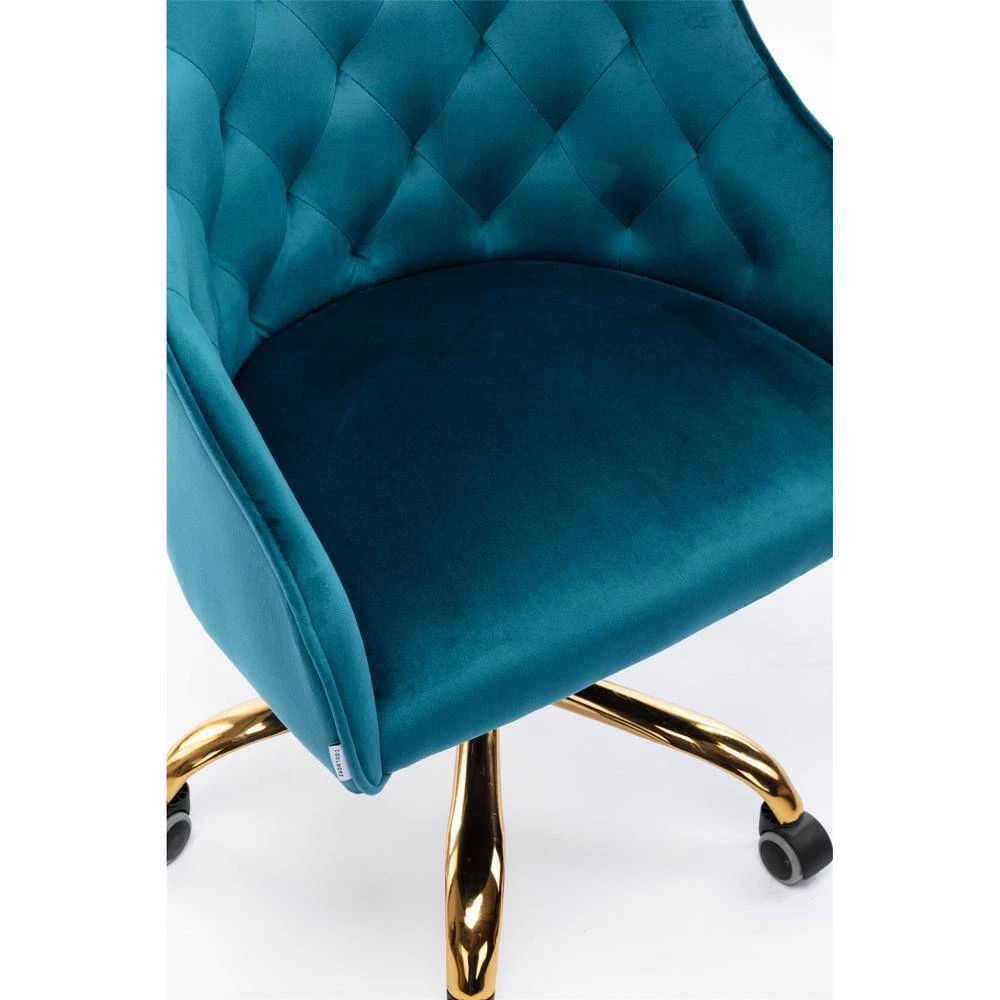Teal Velvet Upholstered Swivel Task Chair with Sloped Arm by ATHMILE 4 Teal Velvet Upholstered Swivel Task Chair with Sloped Arm by ATHMILE - Image 4