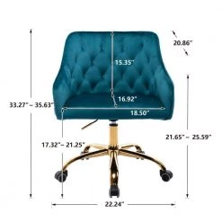 Teal Velvet Upholstered Swivel Task Chair with Sloped Arm by ATHMILE 9 Teal Velvet Upholstered Swivel Task Chair with Sloped Arm by ATHMILE -ATHMILE Sales Store teal athmile task chairs gz b2w20221161 c3 1000