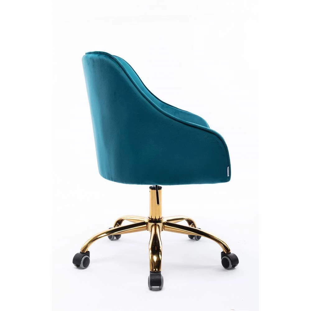 Teal Velvet Upholstered Swivel Task Chair with Sloped Arm by ATHMILE 2 Teal Velvet Upholstered Swivel Task Chair with Sloped Arm by ATHMILE - Image 2