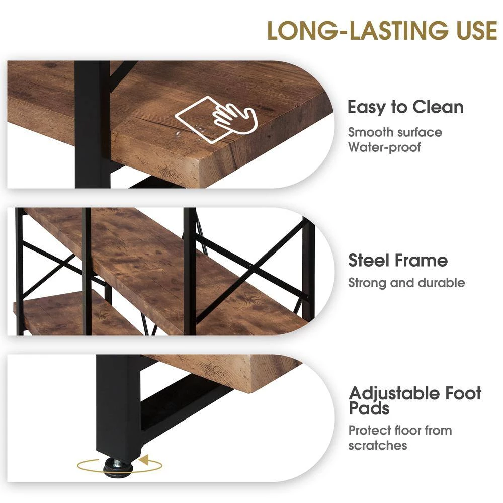 71 in. Wide Tiger MDF 5 Shelf Standard Bookcase by ATHMILE 4 71 in. Wide Tiger MDF 5 Shelf Standard Bookcase by ATHMILE - Image 4