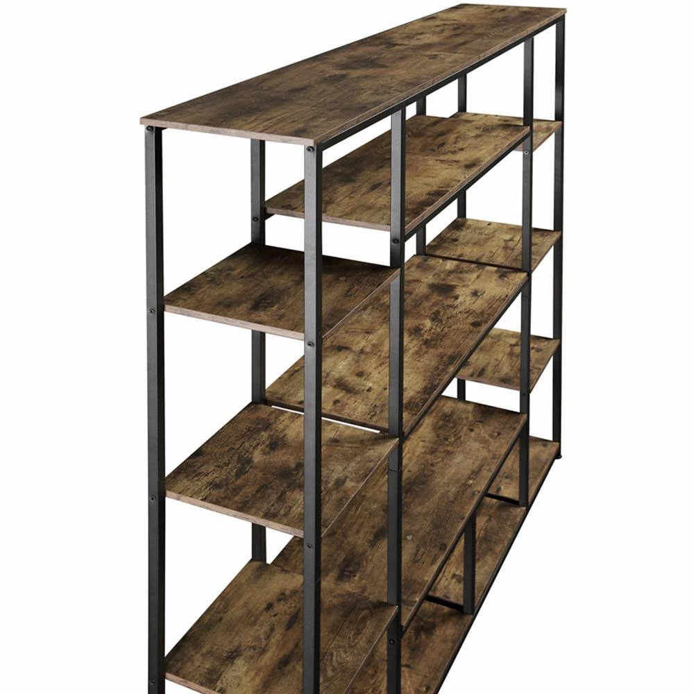 Home Office 70.9 in. Tiger Wood 5-Shelf Open Freestanding Storage Bookcase with Metal Frame by ATHMILE 4 Home Office 70.9 in. Tiger Wood 5-Shelf Open Freestanding Storage Bookcase with Metal Frame by ATHMILE - Image 4