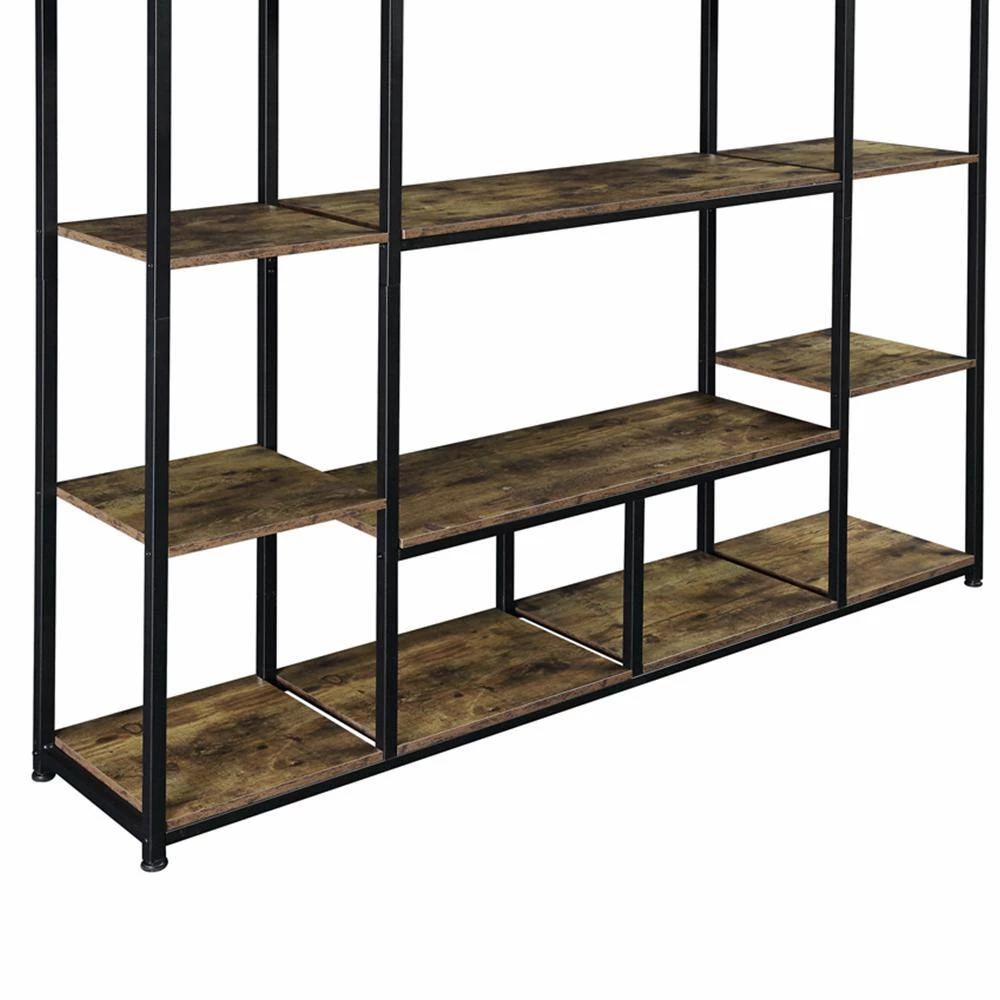 Home Office 70.9 in. Tiger Wood 5-Shelf Open Freestanding Storage Bookcase with Metal Frame by ATHMILE 5 Home Office 70.9 in. Tiger Wood 5-Shelf Open Freestanding Storage Bookcase with Metal Frame by ATHMILE - Image 5