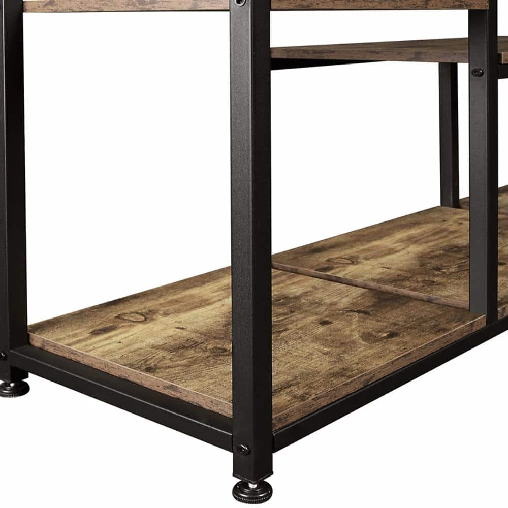 Home Office 70.9 in. Tiger Wood 5-Shelf Open Freestanding Storage Bookcase with Metal Frame by ATHMILE 3 Home Office 70.9 in. Tiger Wood 5-Shelf Open Freestanding Storage Bookcase with Metal Frame by ATHMILE - Image 3