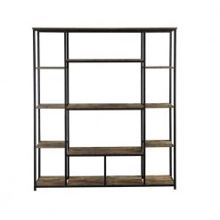 Home Office 70.9 in. Tiger Wood 5-Shelf Open Freestanding Storage Bookcase with Metal Frame by ATHMILE