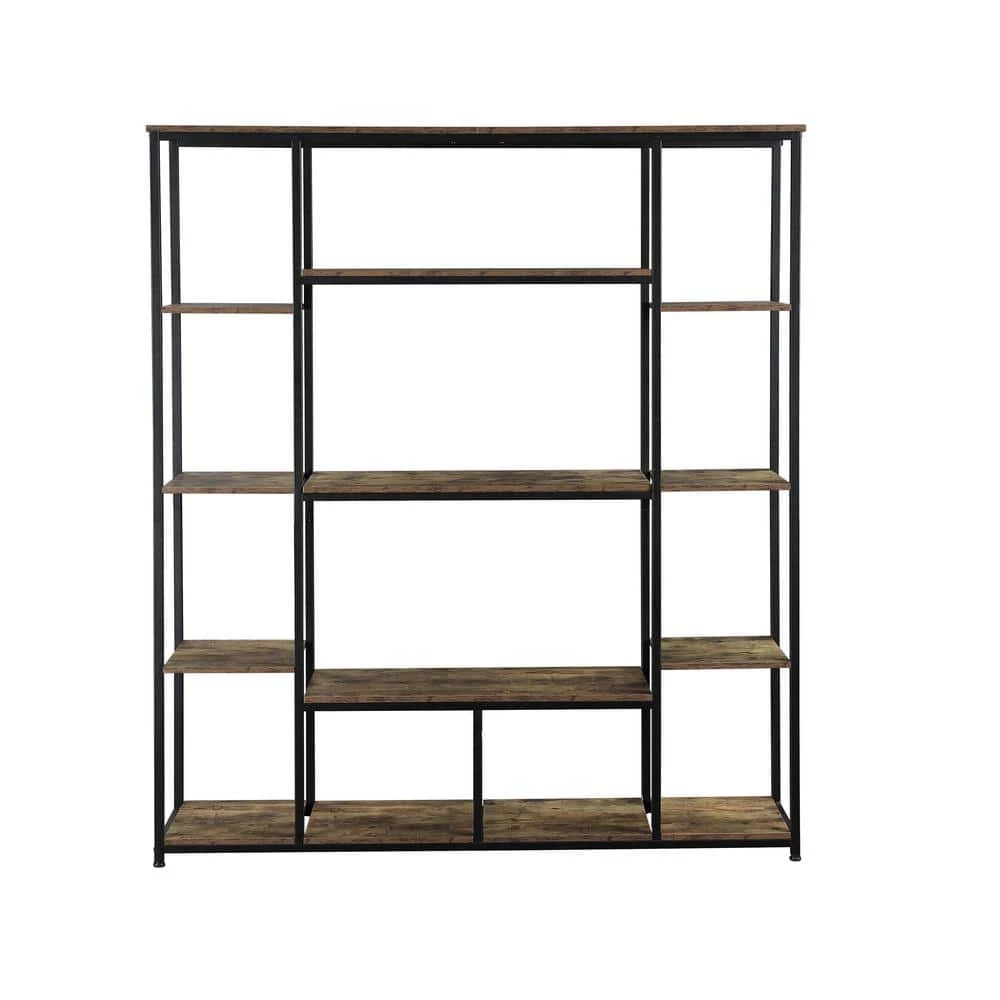 Home Office 70.9 in. Tiger Wood 5-Shelf Open Freestanding Storage Bookcase with Metal Frame by ATHMILE 1 Home Office 70.9 in. Tiger Wood 5-Shelf Open Freestanding Storage Bookcase with Metal Frame by ATHMILE