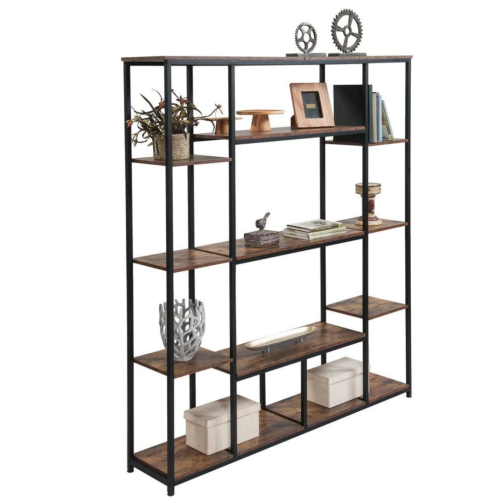 Home Office 70.9 in. Tiger Wood 5-Shelf Open Freestanding Storage Bookcase with Metal Frame by ATHMILE 7 Home Office 70.9 in. Tiger Wood 5-Shelf Open Freestanding Storage Bookcase with Metal Frame by ATHMILE - Image 7