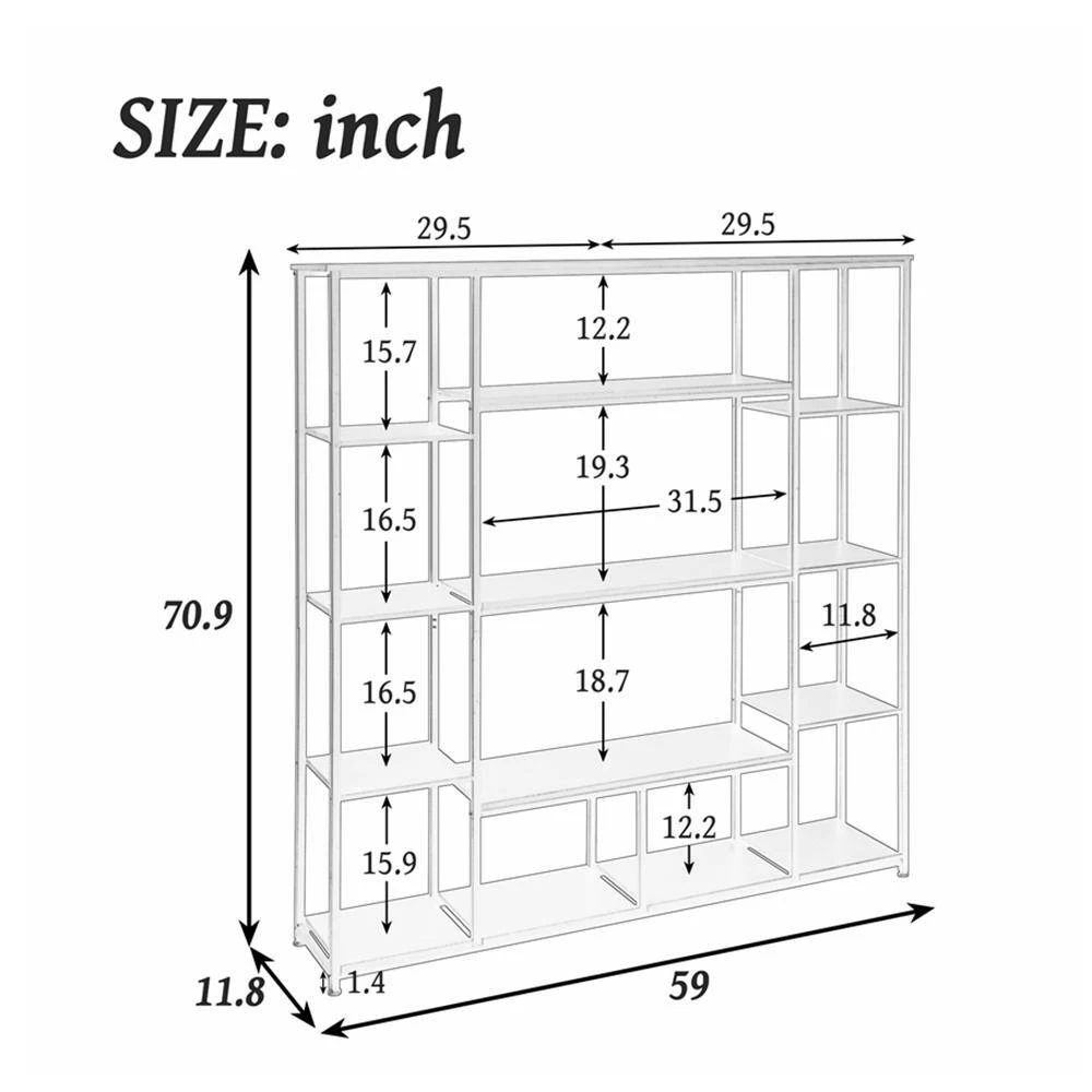 Home Office 70.9 in. Tiger Wood 5-Shelf Open Freestanding Storage Bookcase with Metal Frame by ATHMILE 2 Home Office 70.9 in. Tiger Wood 5-Shelf Open Freestanding Storage Bookcase with Metal Frame by ATHMILE - Image 2