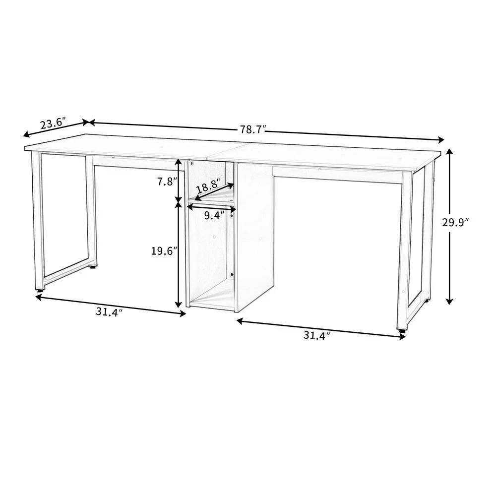 78.74 in. Retangular Tiger Metal 2-Person Home Office Desk Workstation Desk Writing Desk with Storage by ATHMILE 4 78.74 in. Retangular Tiger Metal 2-Person Home Office Desk Workstation Desk Writing Desk with Storage by ATHMILE - Image 4