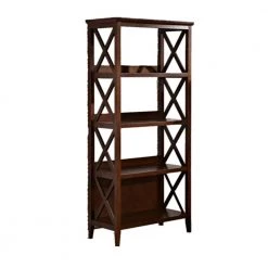 67 in. Walnut 4-Shelf Standard Bookcase by ATHMILE
