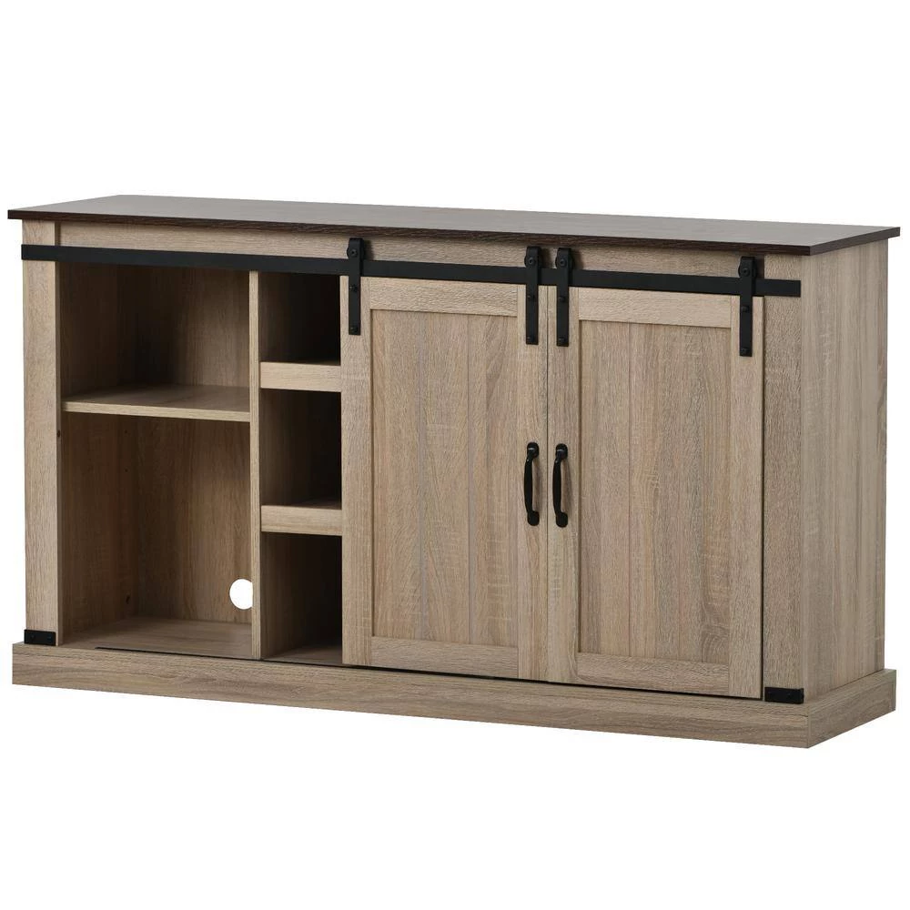 Walnut Sideboard with 2 Adjustable Panels Open Style Cabinet by ATHMILE 5 Walnut Sideboard with 2 Adjustable Panels Open Style Cabinet by ATHMILE - Image 5