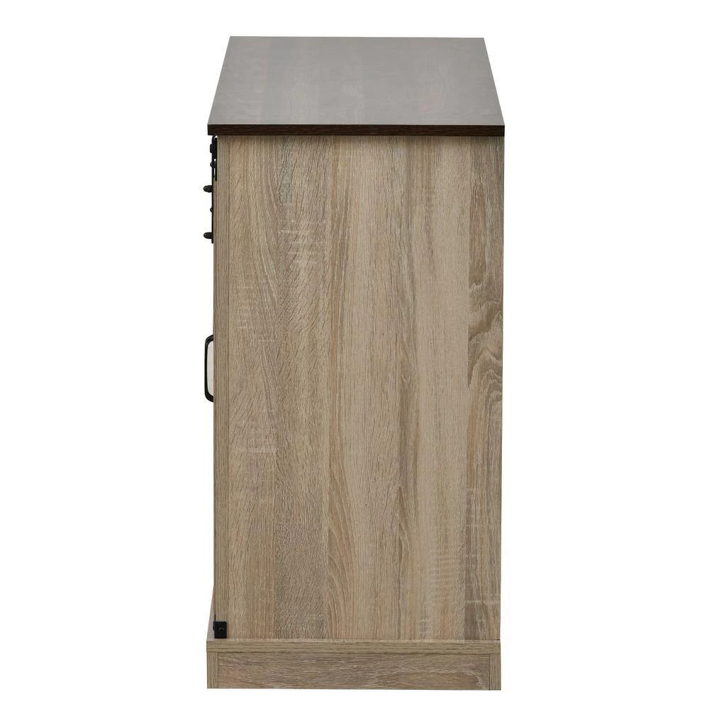 Walnut Sideboard with 2 Adjustable Panels Open Style Cabinet by ATHMILE 2 Walnut Sideboard with 2 Adjustable Panels Open Style Cabinet by ATHMILE - Image 2