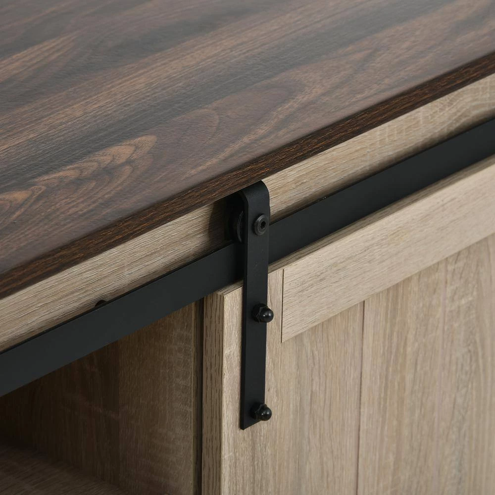 Walnut Sideboard with 2 Adjustable Panels Open Style Cabinet by ATHMILE 7 Walnut Sideboard with 2 Adjustable Panels Open Style Cabinet by ATHMILE - Image 7