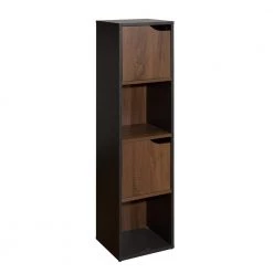 47.2 in. Walnut Black 4-Shelf Standard Bookcase by ATHMILE