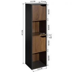 47.2 in. Walnut Black 4-Shelf Standard Bookcase by ATHMILE -ATHMILE Sales Store walnut black athmile bookcases bookshelves ccw9030358 c3 1000