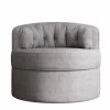 Warm Grey Swivel Tufted Back Accent Round Barrel Chair (Set of 1) by ATHMILE