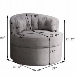 Warm Grey Swivel Tufted Back Accent Round Barrel Chair (Set of 1) by ATHMILE -ATHMILE Sales Store warm grey athmile accent chairs gzx b2w20221131 c3 1000